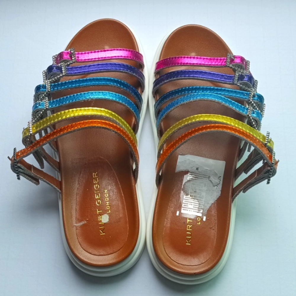 Kurt Geiger Kids Rainbow Metallic Multi-strap Sandals